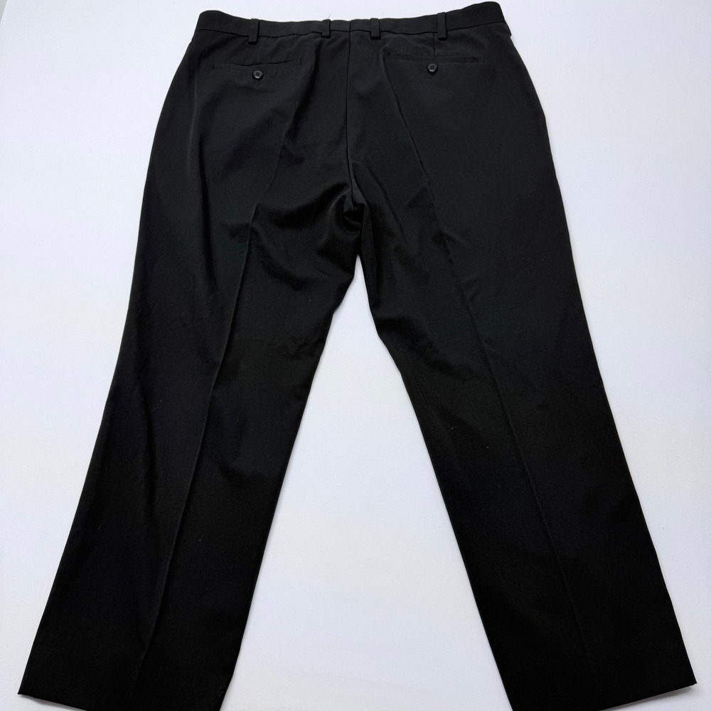 Mens Black Flat Front Dress Pants Straight Leg Trousers 40 x 30